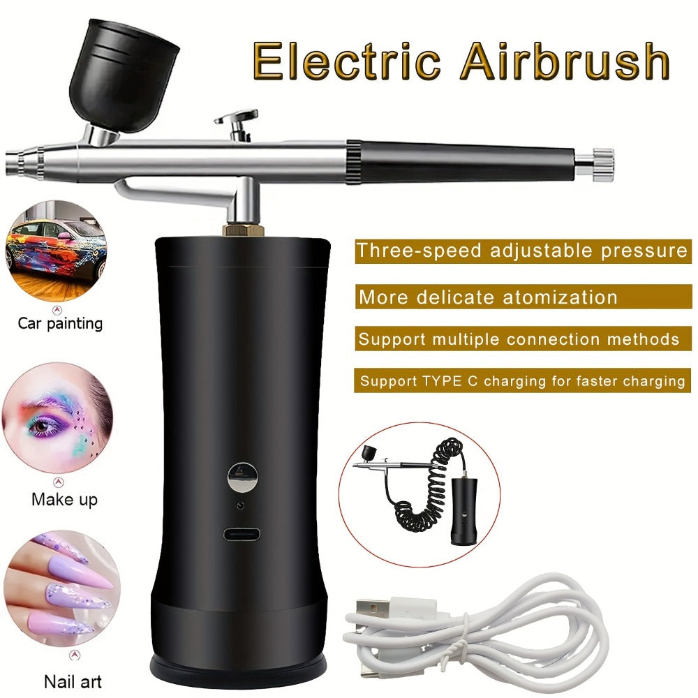 Rechargeable Cordless Airbrush Kit with Green, Pink, Red or Black Three-Gear Pump and Three Cup Options — image 2