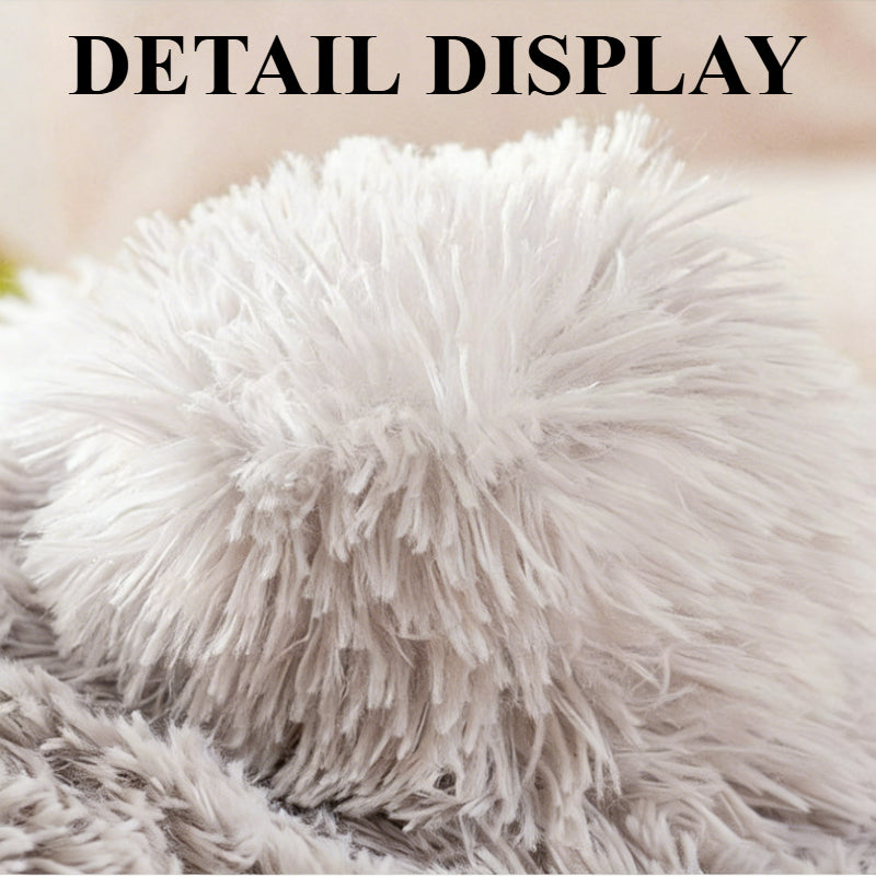 Plush Dog House Cave Bed with Brown-1 Finish, L Size Label and Padded Inner Mat for Indoor Pets — image 6