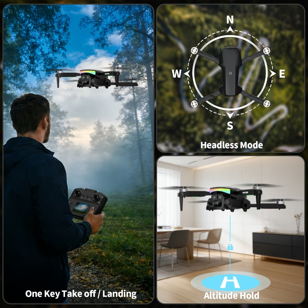 LCD Screen Drone Dual Cameras Brushless Motor Foldable RC Quadcopter with the Listed Color, Size or Set Options for Everyday 