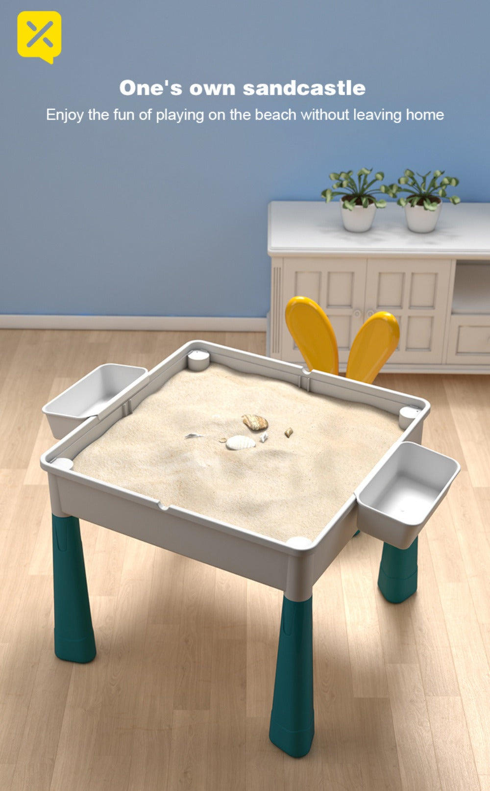 Kids Activity Table Building Blocks LEGO Compatible Play Table for Toddlers, Durable ABS Plastic Space-Saving Corner Design —