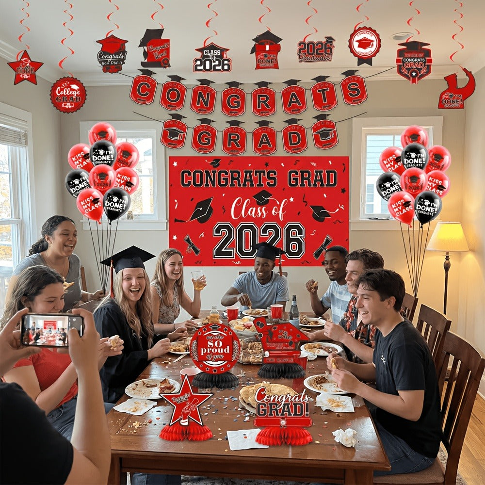 Class of 2026 Graduation Decoration Set with Letter Banner, Hanging Pieces and Six Color Options — image 12