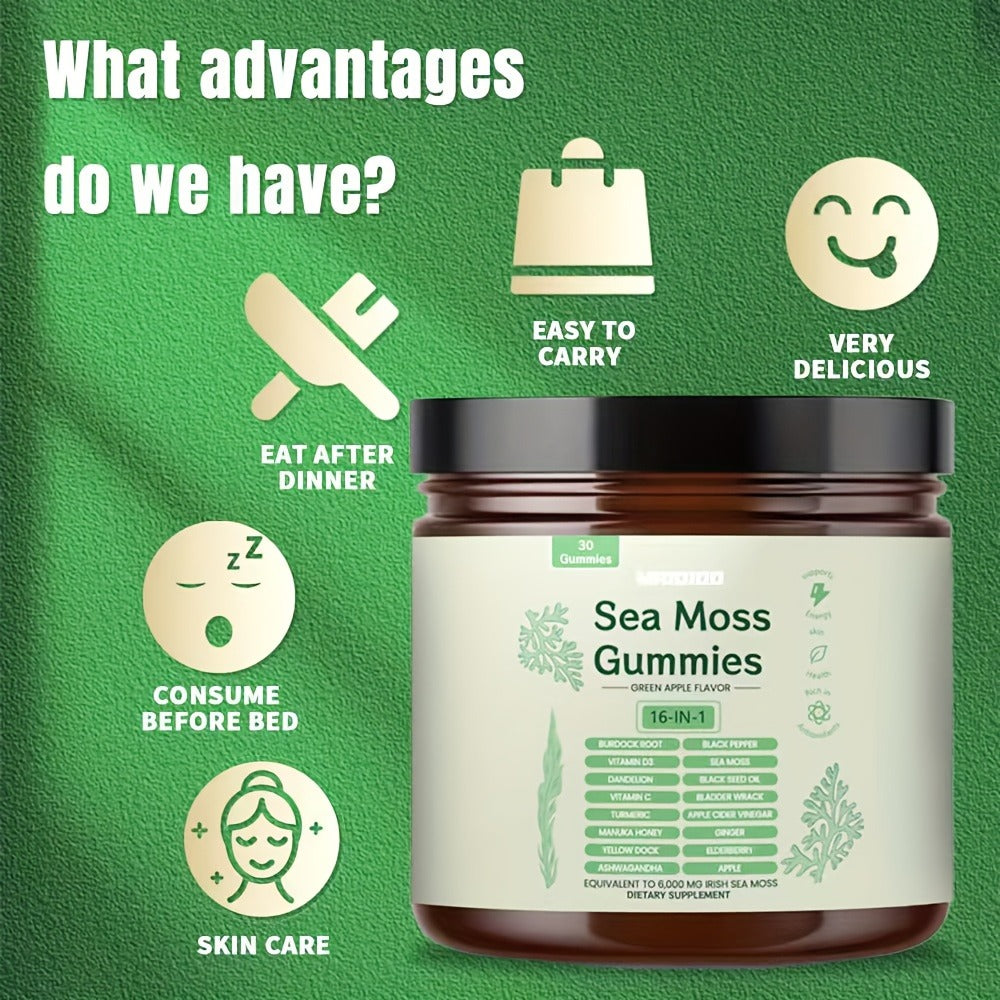 Sea Moss Gummies with Turmeric, Ashwagandha & Black Seed Oil, Immune Support for Bath Time, Home Spa and Personal Care — imag