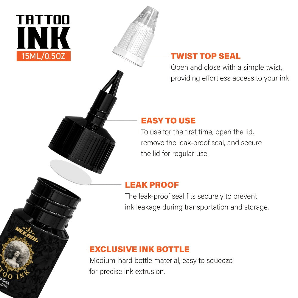 Tattoo Ink 14- or 21-Color Set with 0.5oz 15ml Bottles and Two Palette Choices for Color Selection — image 15
