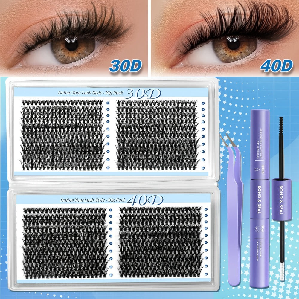 800-Piece 30D and 40D Lash Cluster Kit with Mixed 8–16mm Lengths, Bond-Seal Tube and Tweezers — image 3