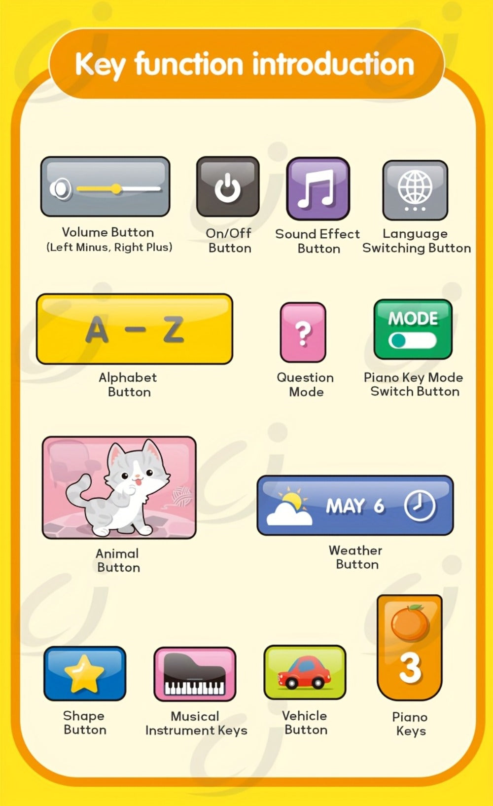 Trilingual Toddler Learning Tablet Toy, 39 Buttons 4 Play Modes Alphabet Numbers Colors Animals Music — image 18