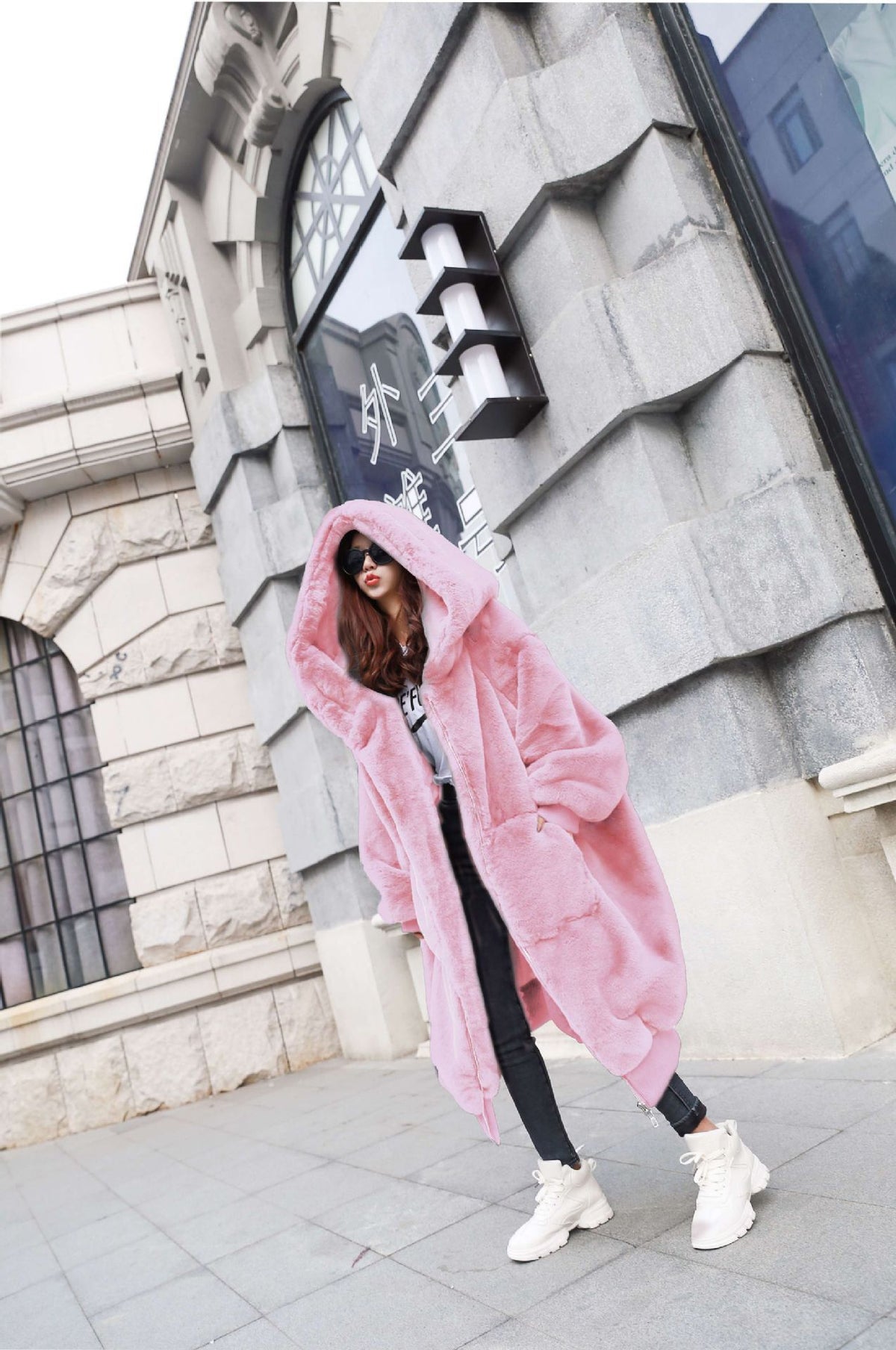 Loose Thick Warm Long Hooded Fur Coat Women Jacket