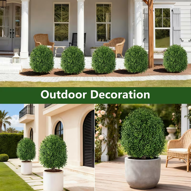 28-Inch Artificial Boxwood Topiary Ball Bush with Ground Spike