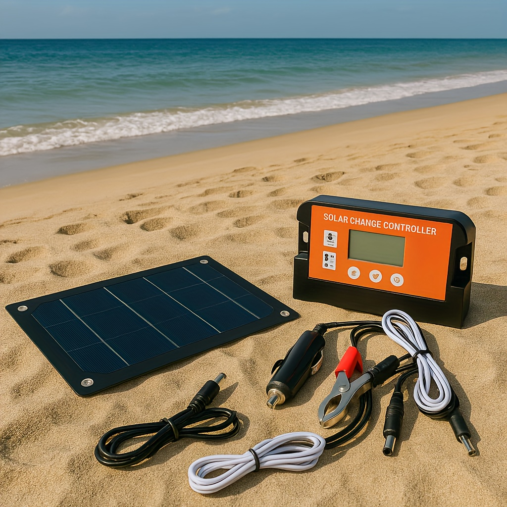 Solar Panel Kit 100W Monocrystalline with Extension Cable, Battery Clip & Charge Controller – 12V/24V for RV, Camper — image 