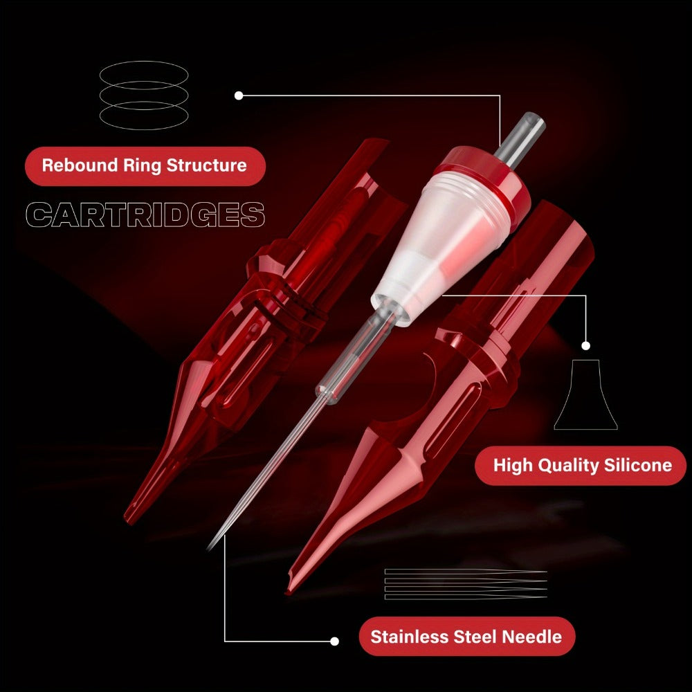 Assorted Tattoo Cartridge Needles Set 20/50pcs - Round Liner Shader Curved Mag Mixed Pack, #10 Bugpin #12 Standard — image 8
