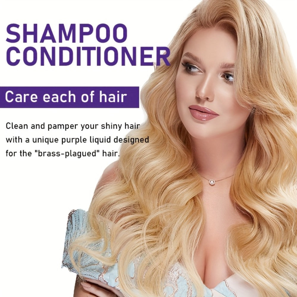 Purple Shampoo and Conditioner Set 2PCS for Blonde Silver Platinum Hair - Toning Brass & Yellow Neutralizer — image 10