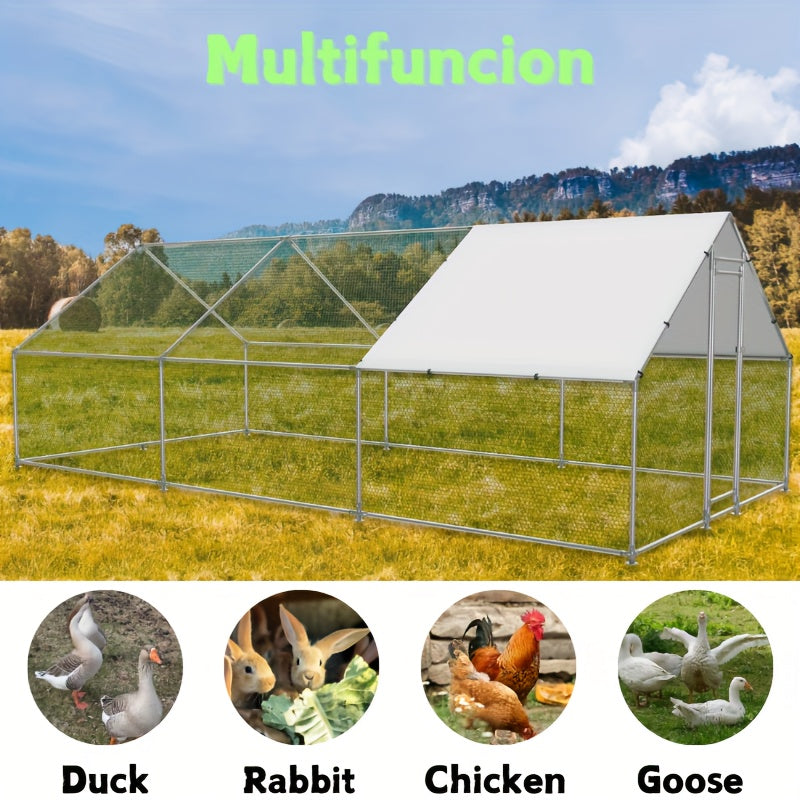 Walk-In Metal Poultry Enclosure in Six Size Options with Mesh Walls, Door and Partial Roof Cover — image 1