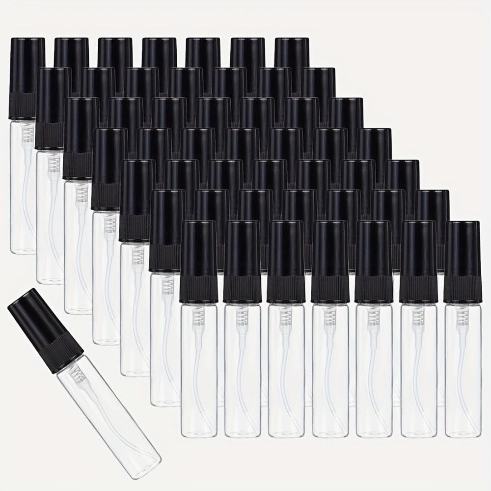 Mini Glass Spray Bottles 5ml 50 Pack Fine Mist Atomizer Refillable Black UV Glass Travel Perfume Bottles for Perfume Cologne 