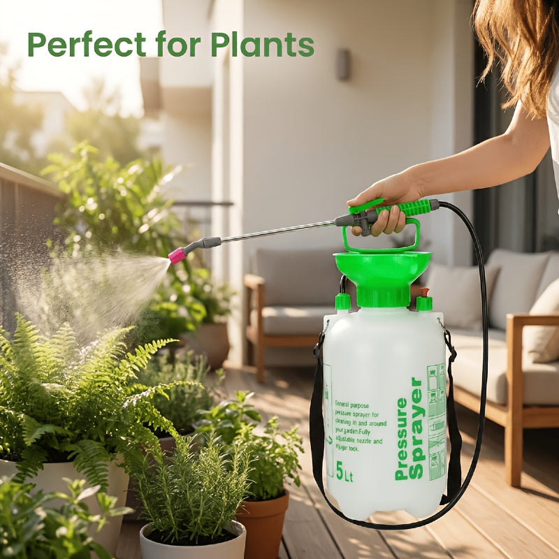 Garden Pressure Sprayer 1.32 Gallon Hand Pump Sprayer with Shoulder Strap Adjustable Nozzle for Plant Watering Lawn Care Pest