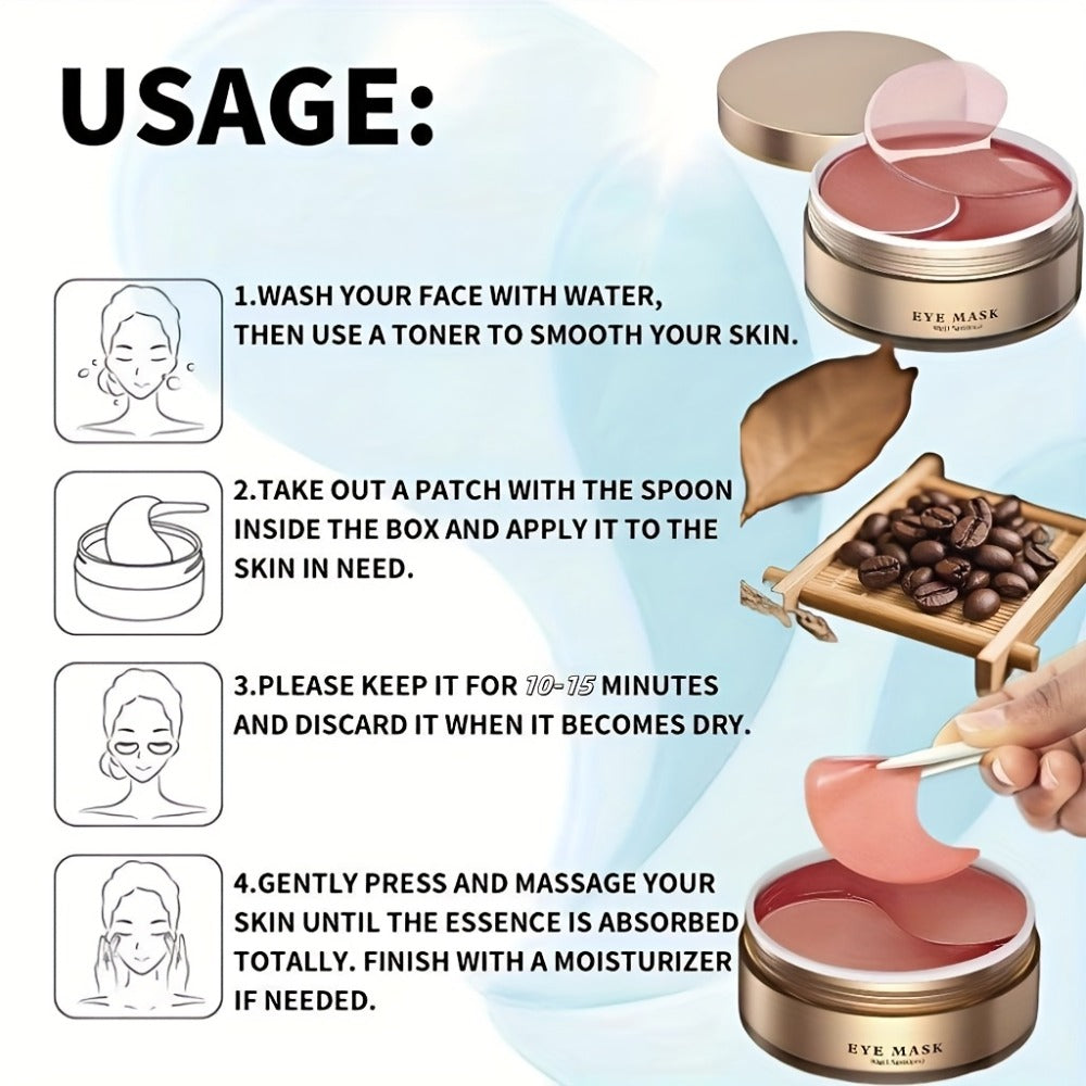 Caffeine Eye Masks 60 Pcs Under Eye Gel Pads – Hyaluronic Acid & Collagen for Dark Circles Puffiness & Fine Lines — image 8