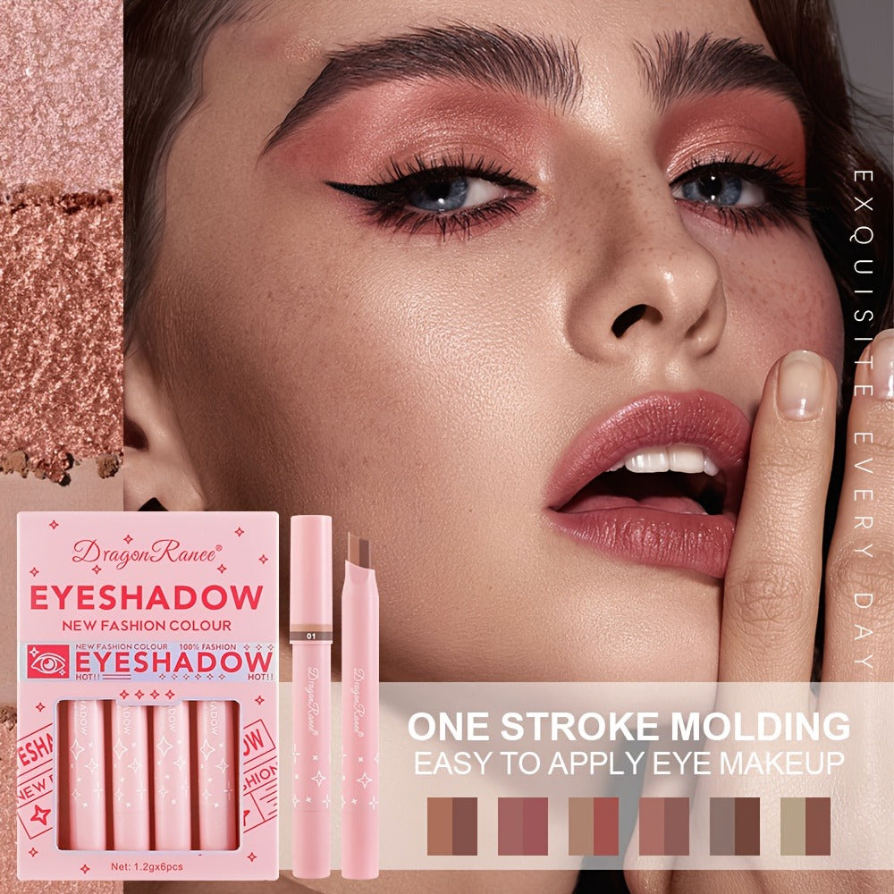 Dual-Color Eyeshadow Stick Set 6pcs Waterproof Two-Tone Eye Shadow Pencil, Smudge-Proof, Non-Fading — image 5