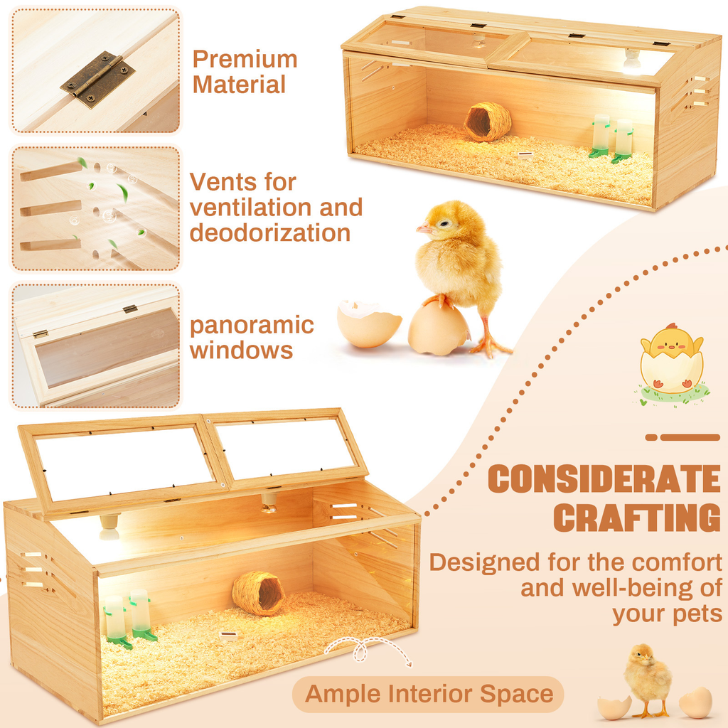 Brooder Box Kit 40x16x16 in for Chicks, Quail & Ducks, Indoor/Outdoor with Leg Stand, Sliding Door — image 7