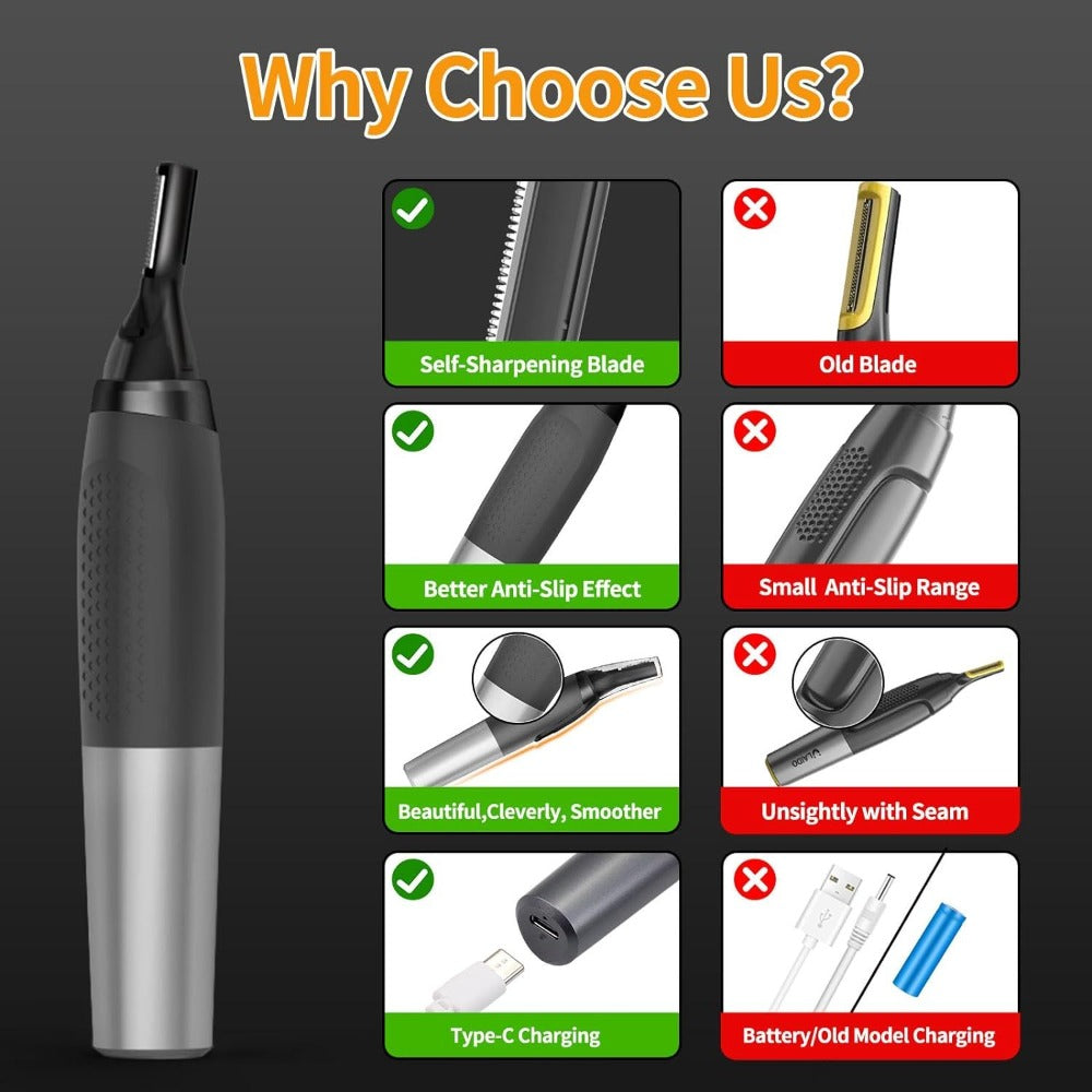 Rechargeable Eyebrow & Nose Ear Hair Trimmer for Men, Electric Detail Trimmer for Neckline Sideburns — image 14