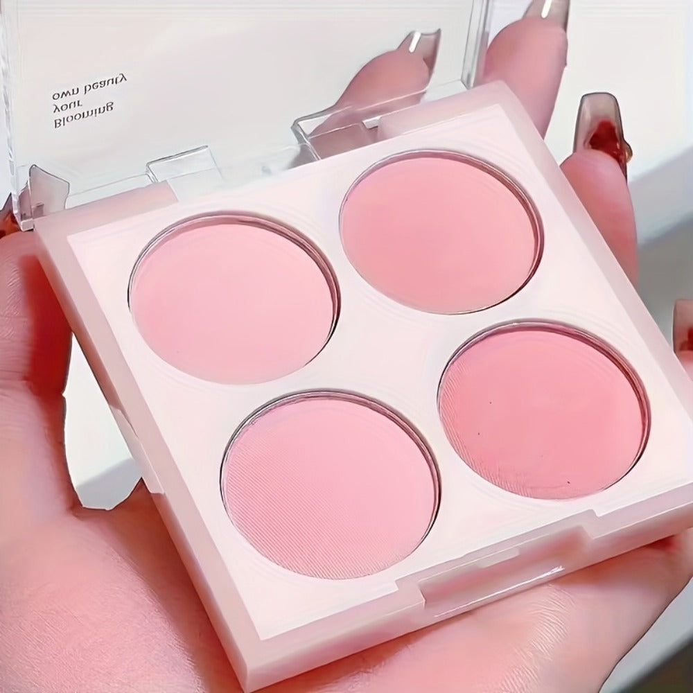Blush Palette with Brushes Set 4-in-1 – Low Saturation Matte Powder Soft Gradient Finish, Buildable Coverage for Cheeks & Eye