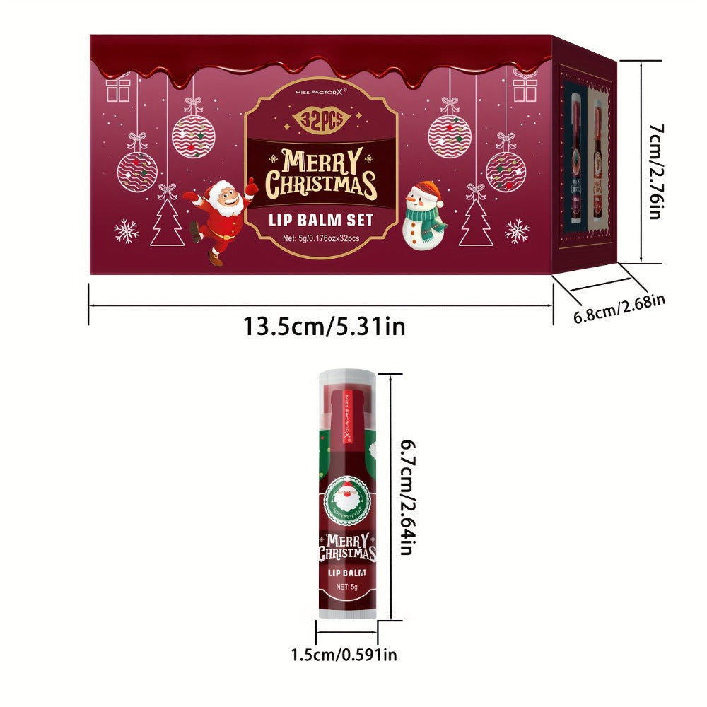 MISS FACTOR 32-Piece Lip Balm Set with Individually Capped Tubes in Red Christmas Gift Box — image 5