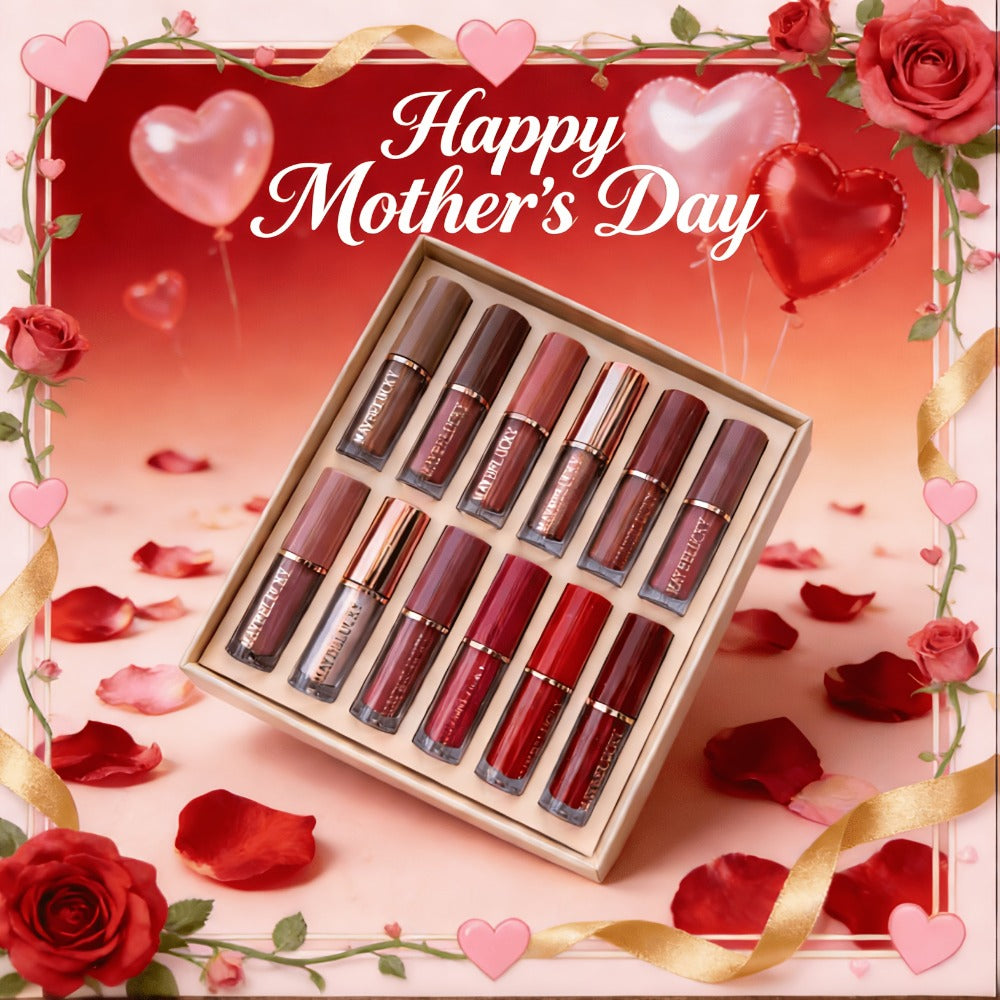 Liquid Lipstick Set 12 Pcs Velvet Matte, Non-Transfer Shimmer & Nude Shades in Elegant Book-Style Gift Box — image 2