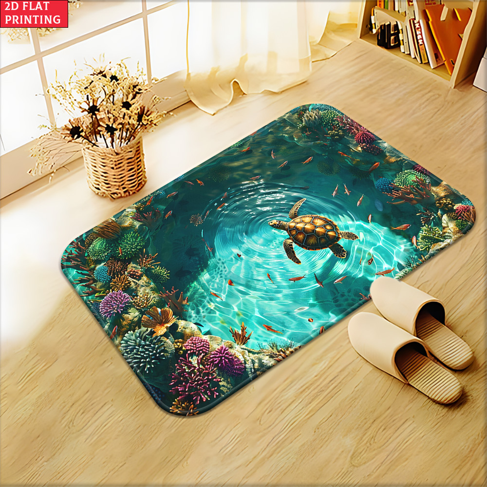 Sea Turtle Illusion Floor Mat with Tropical Reef Print in 15.75 x 23.62 or 19.68 x 31.49-Inch Sizes — image 7