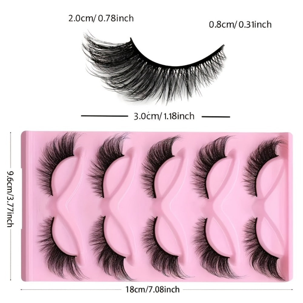 Wispy Cat-Eye False Eyelashes, 30-Piece Pack with Clear Bands in Stacked Pink Storage Trays — image 4