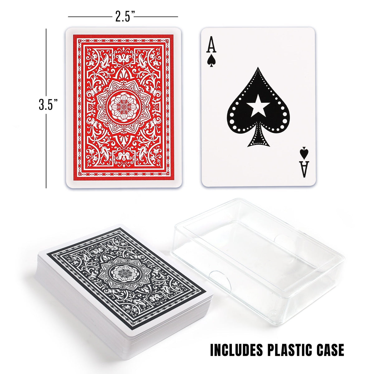 Waterproof Plastic Playing Cards – 2 Decks Poker Size Standard Index Cards with Cases, Washable Tear-Resistant PVC Game Cards