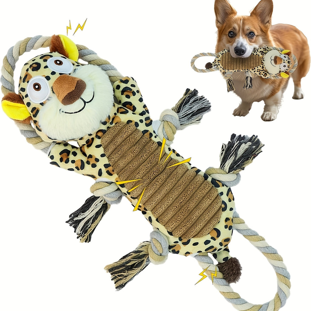 Dog Toy Plush Rope Animal with Squeaker, Crinkle Paper and Four Styles for Chew, Tug and Fetch Play — image 14