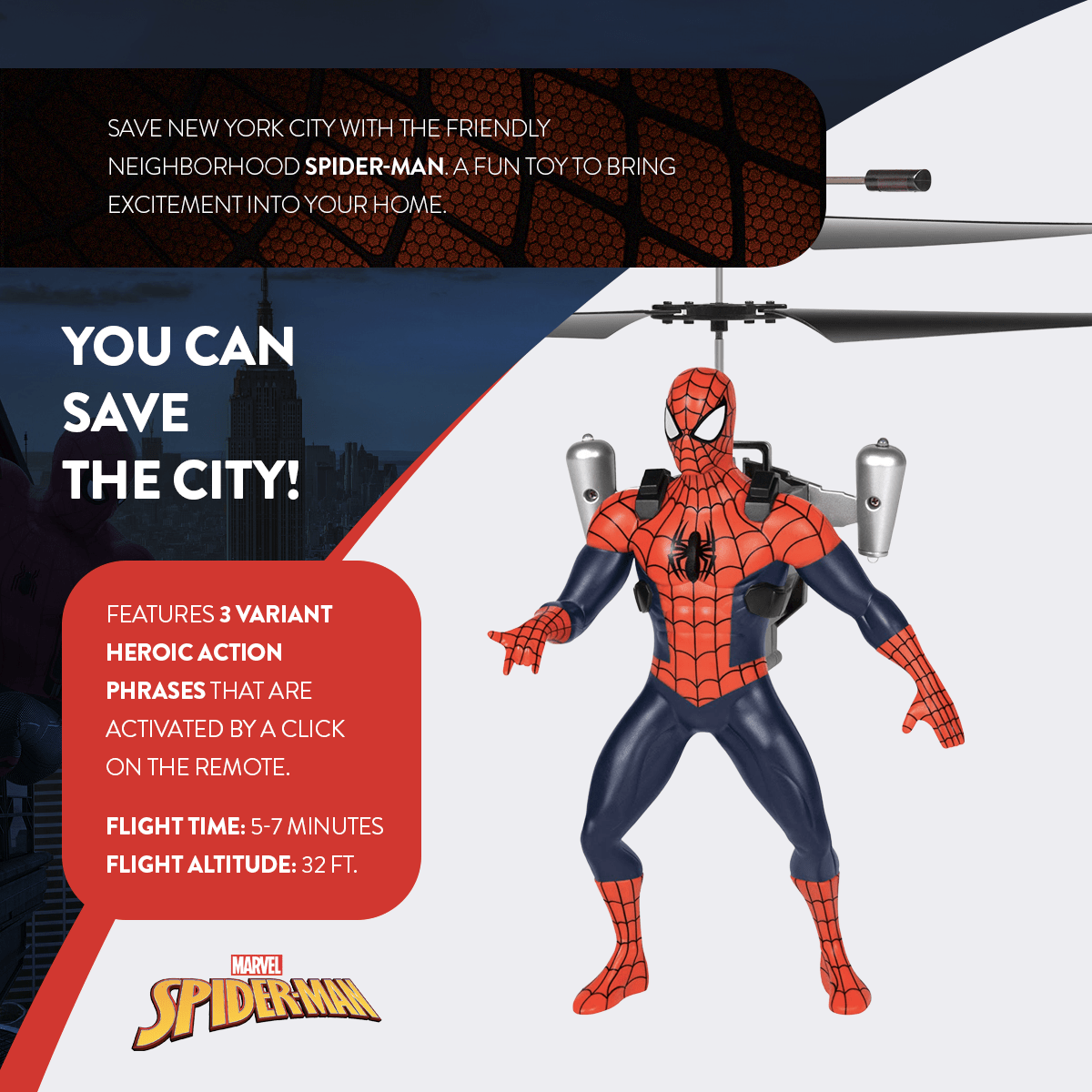 Spider-Man RC Helicopter 2CH Infrared Remote Control Indoor Flying Toy for Kids Boys Girls Ages 6+ — image 5