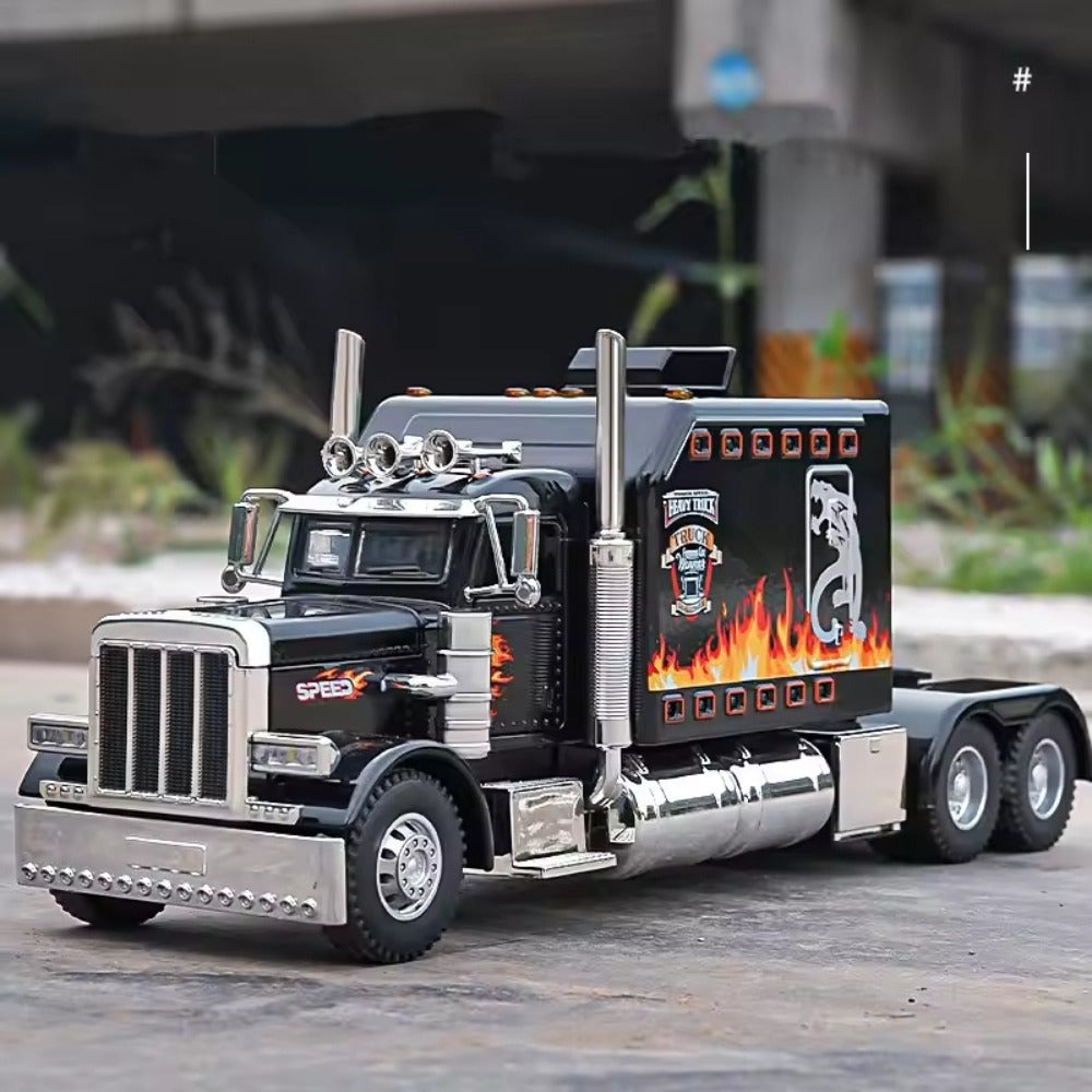 Semi Truck Toy 1:24 Scale Die-Cast Metal Pull-Back Alloy Semi-Trailer Truck with the Listed Color, Size or Set Options for Ev