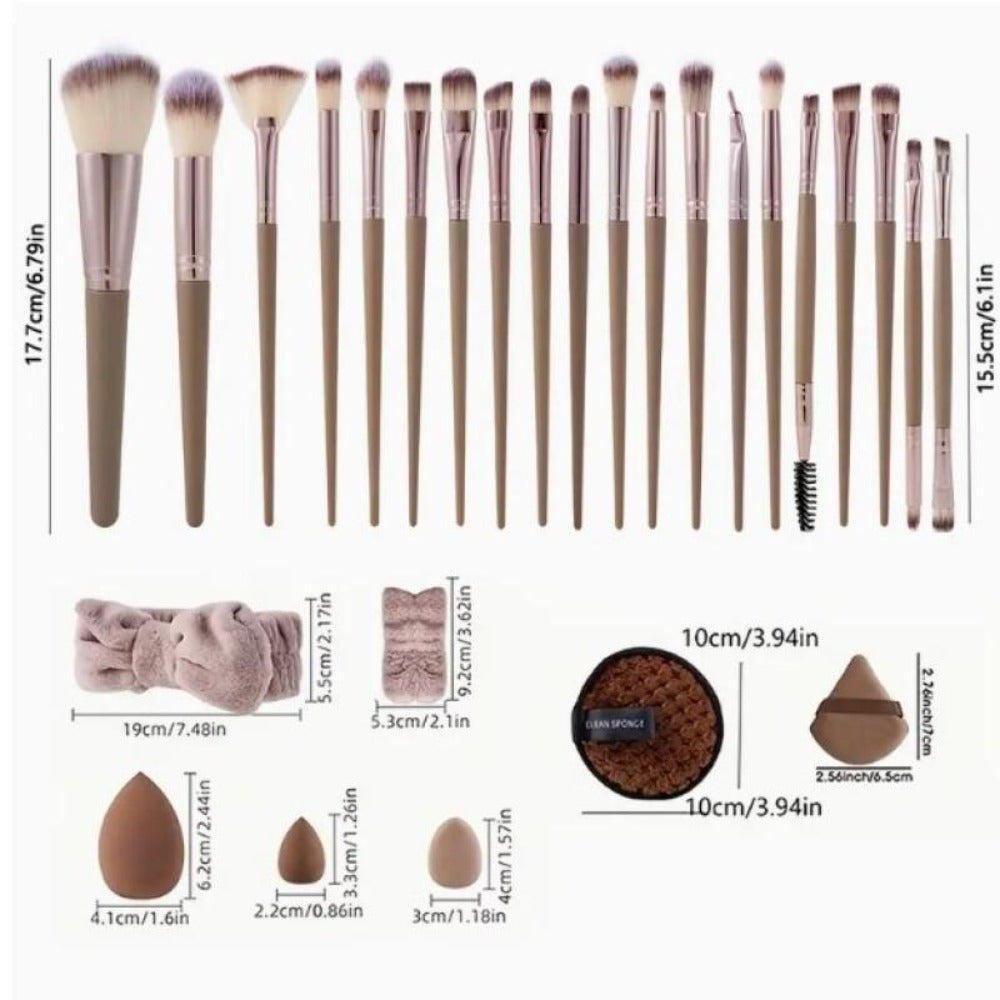 Makeup Brush Set, 56-Piece Polyester Bristle Collection with Wood Handles in Beige, Pink or Brown Color Options — image 8