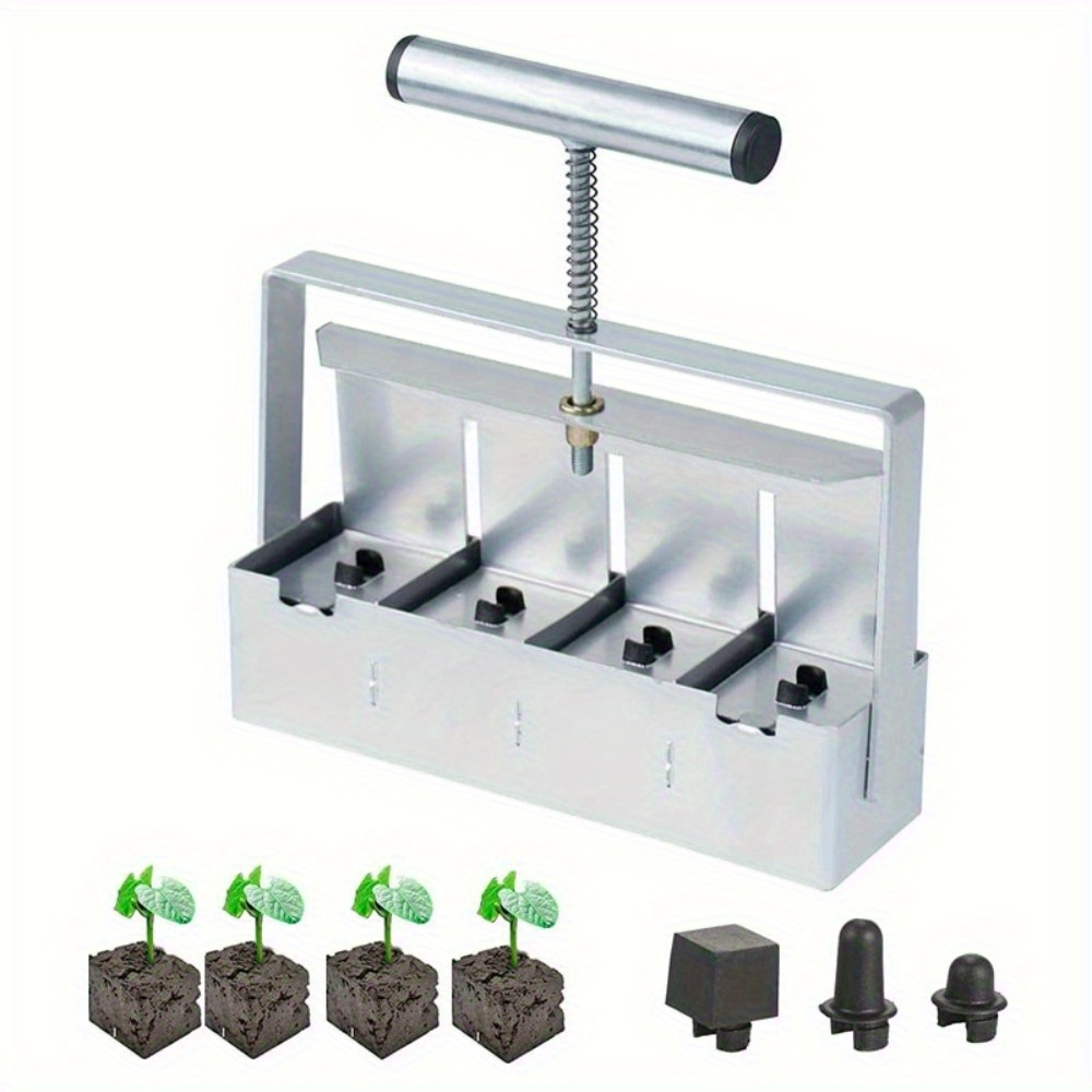 Garden Clod Breaker & Soil Blocker Tool – Heavy Duty Metal Multi-Cell Soil Block Maker with Adjustable Handle for Seed Starti