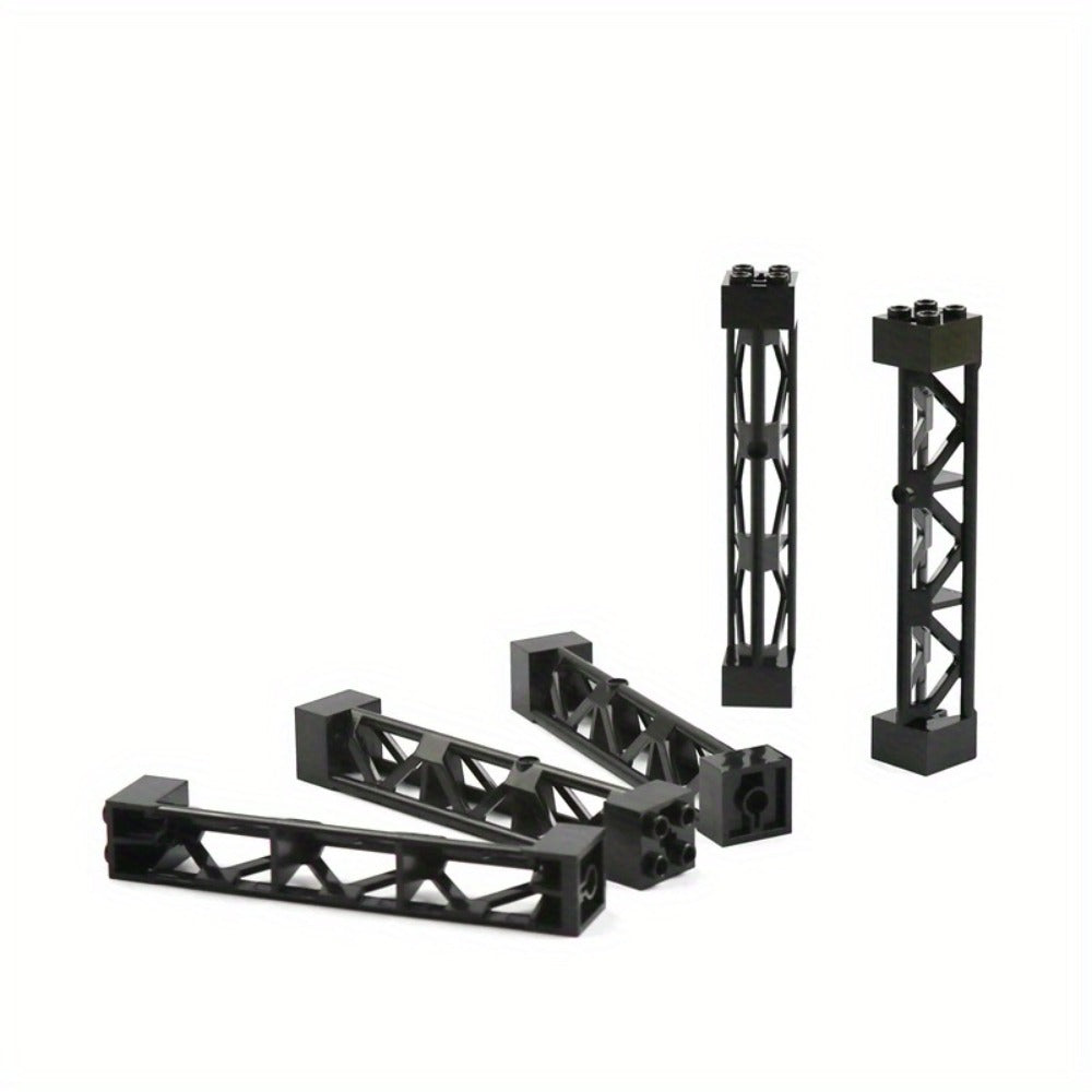 2x2x10 Pillar Support Bricks 20pcs Black – LEGO-Compatible Column Rod Blocks for MOC City Train Girder Military Architecture 