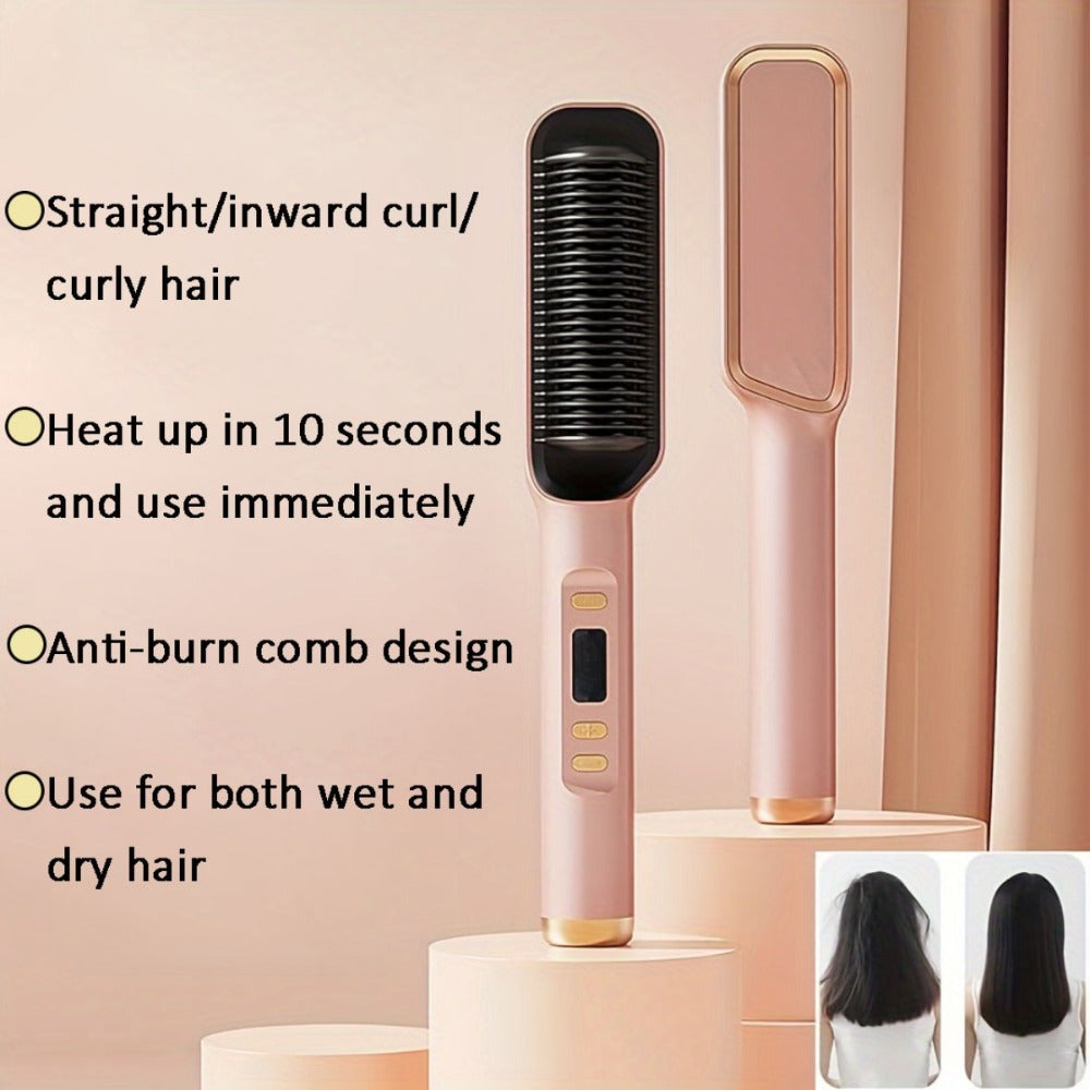 2-in-1 Wet and Dry Hair Straightener Curler Portable Flat Iron Fast Heat Adjustable Temperature, for Home, Travel and Salon H