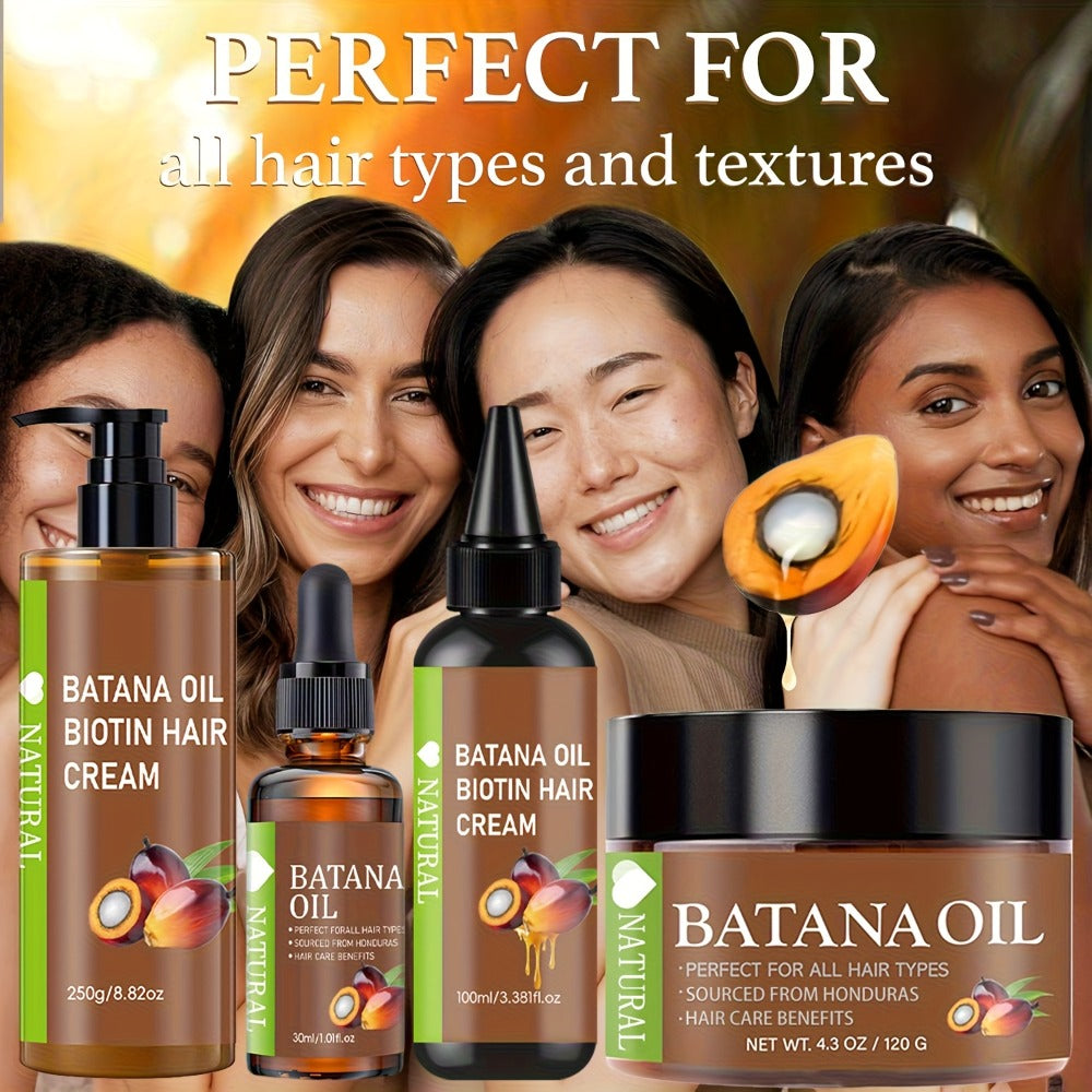 Four-Piece Batana Hair Care Set with Coordinated Oil and Cream Containers in Assorted Sizes — image 5