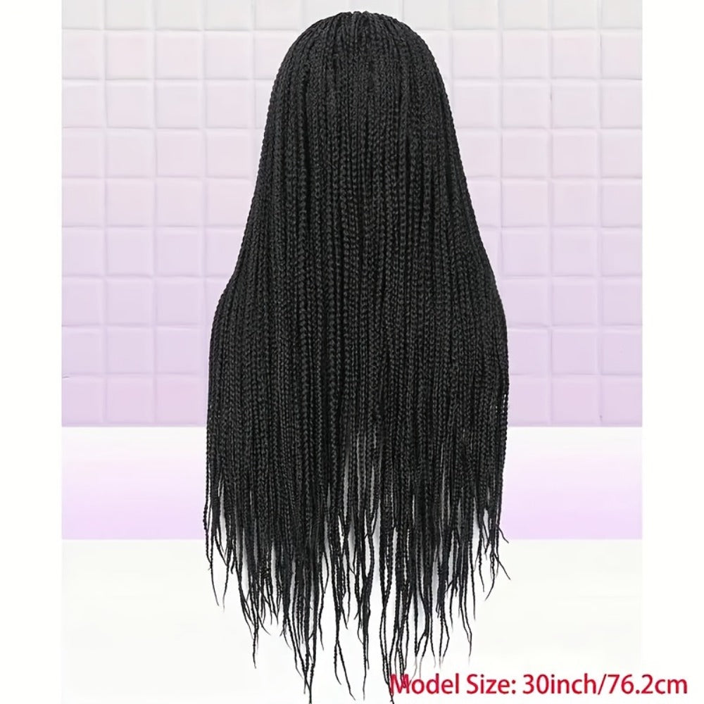 Thirty-Inch Box-Braid Wig with 360 Lace Cap and Four Black, Blonde, Burgundy or Auburn Options — image 12