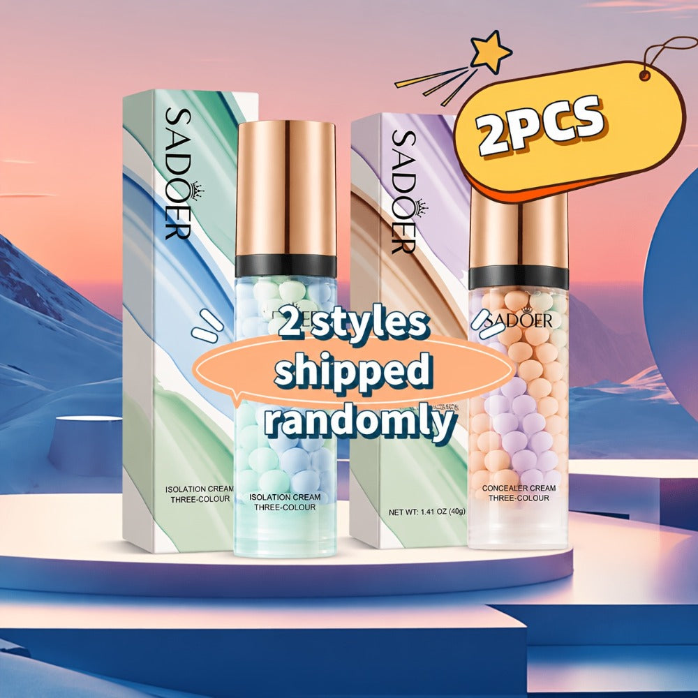 3-in-1 Color Correcting Face Primer 2-Pack, Makeup Base, Multi-Color Semi-Sheer Foundation — image 1