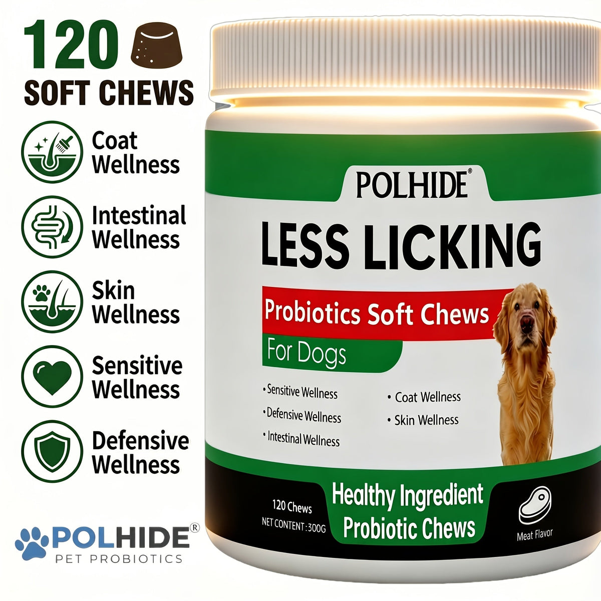 Probiotic-Labeled Dog Soft Chews in Meat Flavor, 120 Count with 90-Day-Supply Checkout Label — image 1