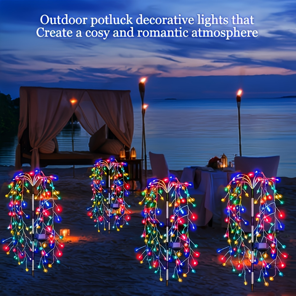 Solar Firecracker Cluster String Lights with 120 LEDs in Warm Color or Multicolor Checkout Options — image 6