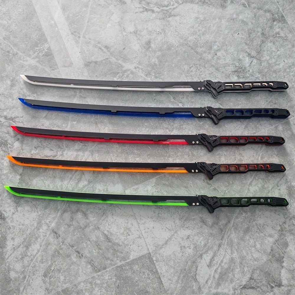 LED Samurai Sword Cyberpunk Glowing Katana 80cm, Acrylic Light-Up Blade for Halloween Costume Party Cosplay Sci-Fi Anime Prop