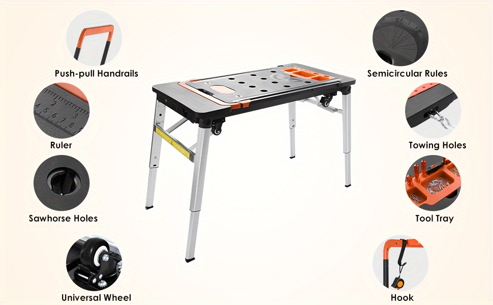 7in 1 Multifunctional Work Benches, Folding Work Table for Garage, As Portable Workbench, Sawhorse — image 12