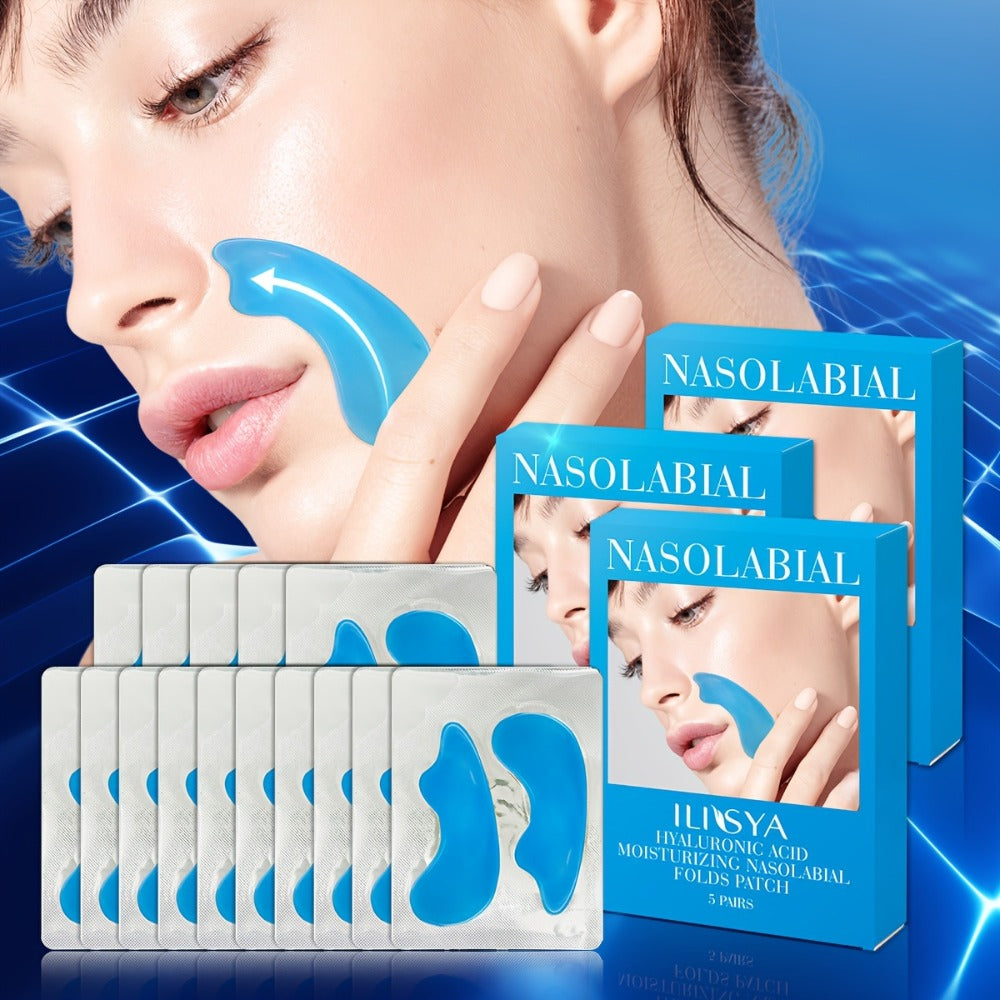 Nasolabial Fold Patches 3 Boxes - Hyaluronic Acid & Collagen Laugh Line Sticker, Lifting Tightening Anti-Wrinkle Nose Line Pa
