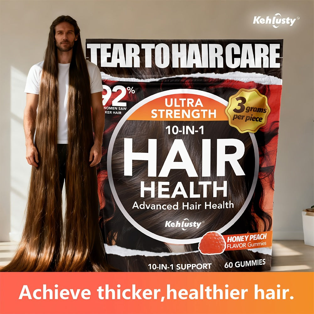 Biotin Gummies for Hair Growth with Collagen Complex Vitamin C & Ginger, 90 Chewable Gummies for Thicker Fuller Hair — image 