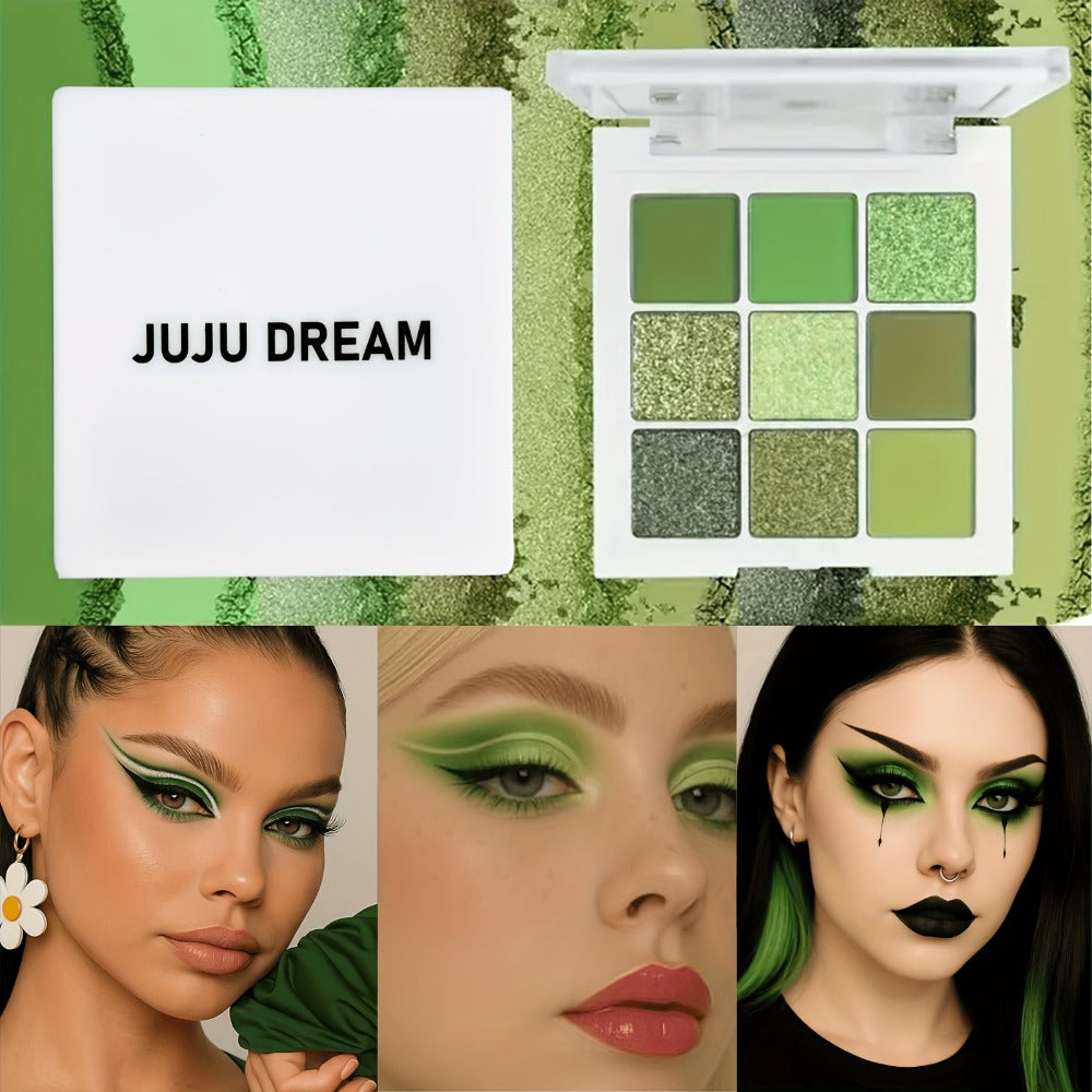 Eyeshadow Palette JUJU DREAM 9-Shade Green Compact with Avocado-Forest Color Theme and Matte-Shimmer Mix — image 5