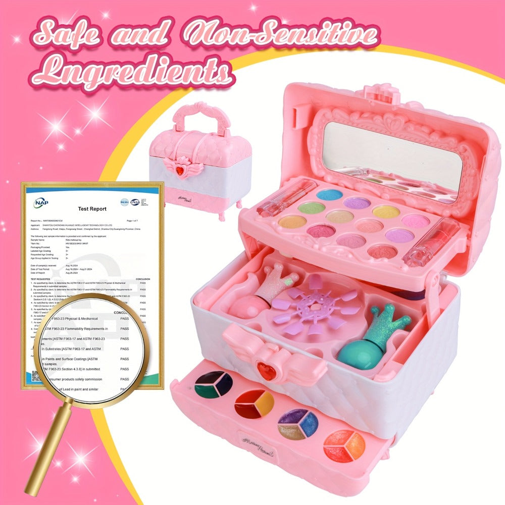 Kids Makeup Kit for Girls Ages 5-12, 48PCS Princess Pretend Play Cosmetics Set, Eyeshadow, Blush — image 8