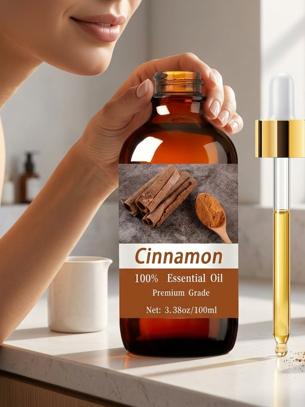 Essential Oil Cinnamon Warm Spicy Aroma in 100ml Bottle for Diffuser, Massage, Meditation and Personal Care — image 7