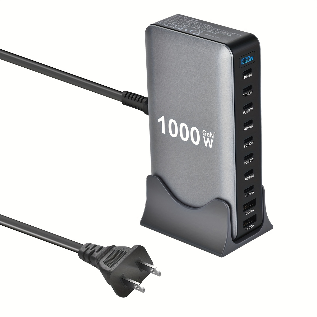 GaN Charging Station 1000W GaN3 10-Port USB-C Fast Charger for Laptops Tablets Smartphones for an Everyday Personal Care Rout