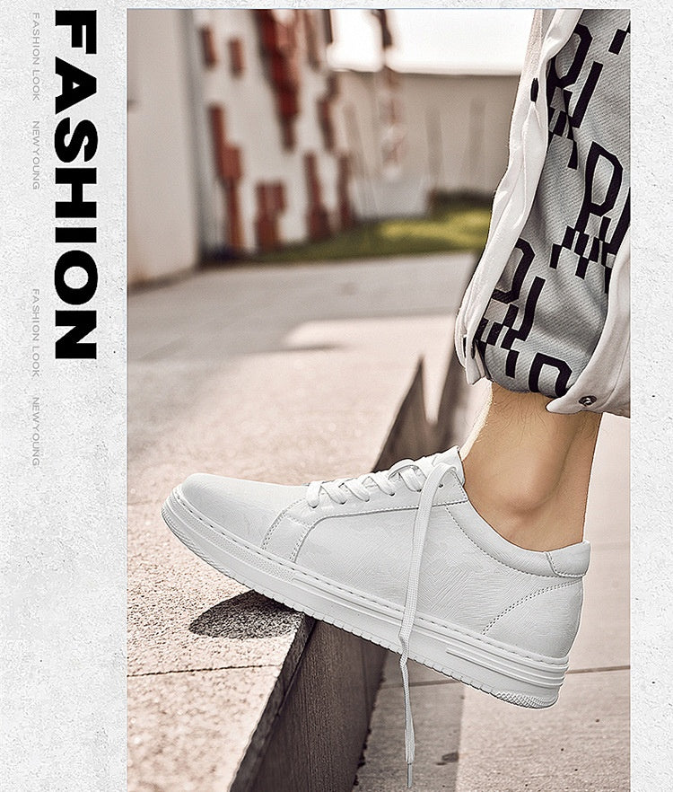 Mens Invisible Height Increasing Thick Soled Elevating Shoes Mens Casual White Trendy Athletic Sneakers
