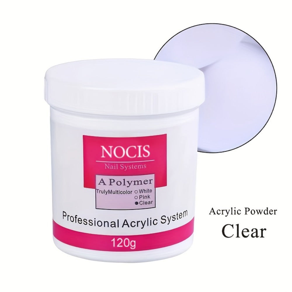 NOCIS 120g Acrylic Nail Powder Jar in White, Pink or Transparent Color for Use with Compatible Acrylic Liquid — image 7
