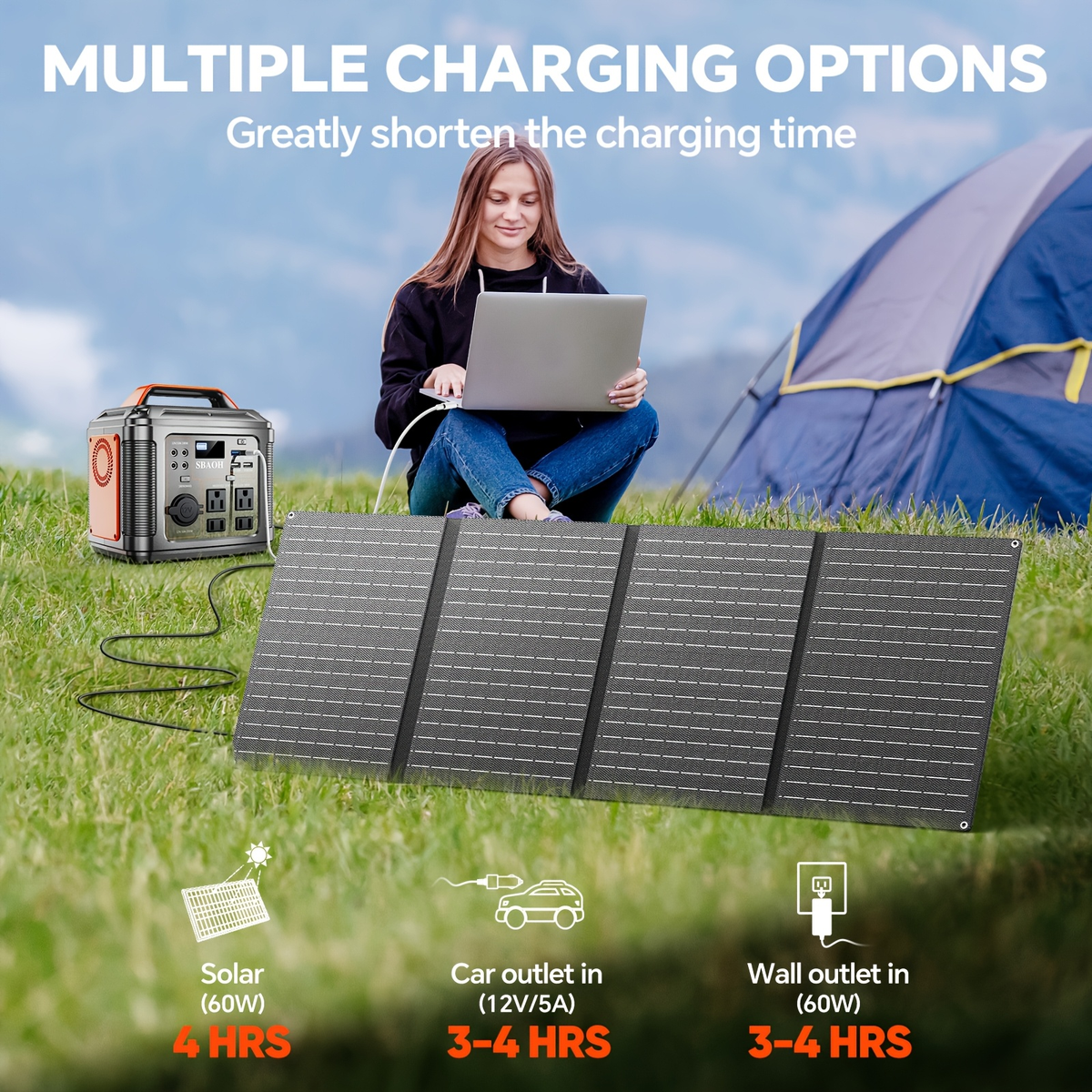 Portable Power Station 296Wh 300W with AC, DC, USB, LED Light and Optional 60W Solar Panel — image 7